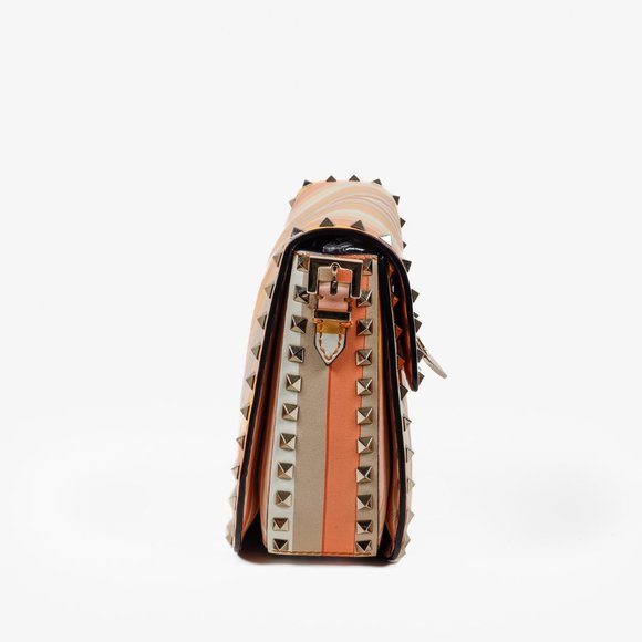 Valentino Garavani Vitello Native Couture 1975 Medium Rockstud Multicolour Flap - Picture 3 of 13